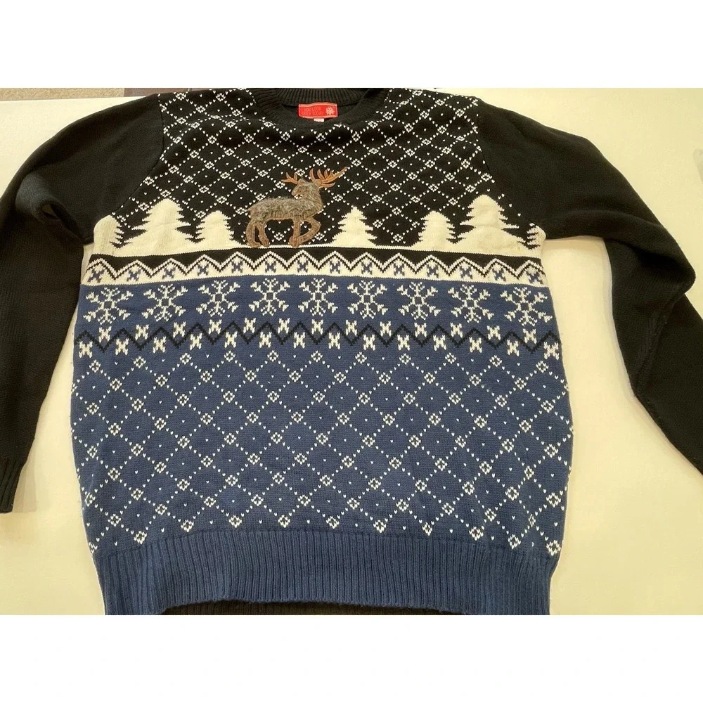 Men's Christmas Sweater Size XL You Look Ugly Today Reindeer Pullover Xmas Black
